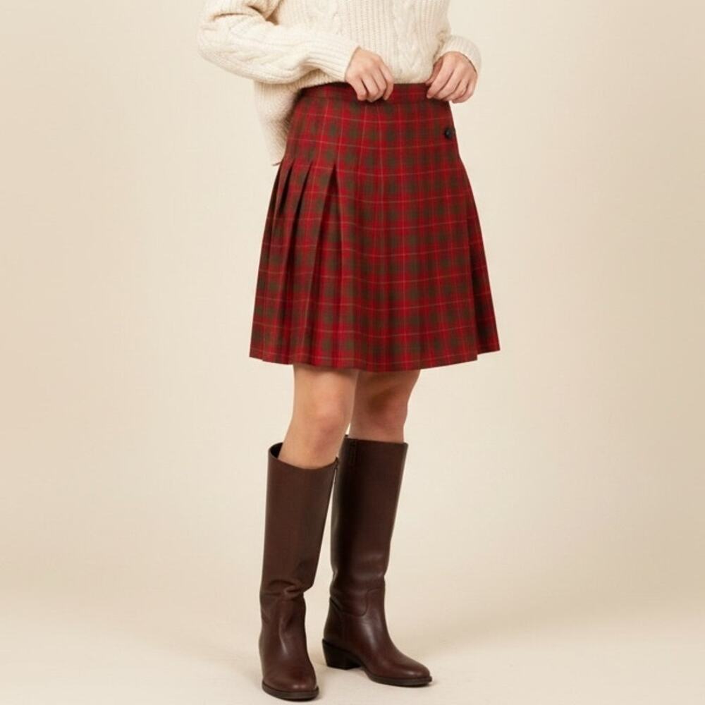 Timberland Weathergear Tartan Plaid Wrap Skirt Vintage NWT Women's Sz 8 Red 90s